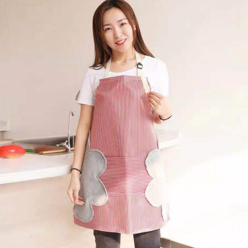 Factory direct creative waterproof antifouling wipes apron Japanese style striped striped sleeveless adjustable halter apron