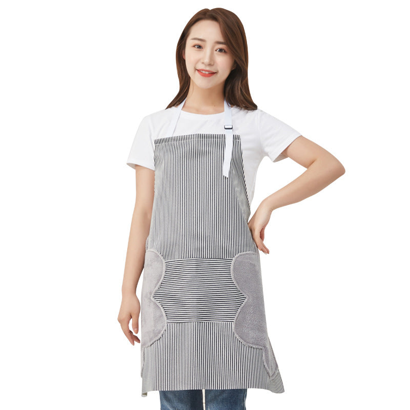 Factory direct creative waterproof antifouling wipes apron Japanese style striped striped sleeveless adjustable halter apron