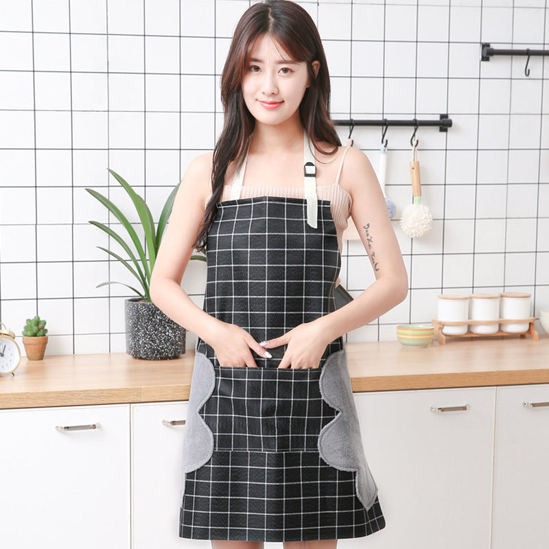 Factory direct creative waterproof antifouling wipes apron Japanese style striped striped sleeveless adjustable halter apron