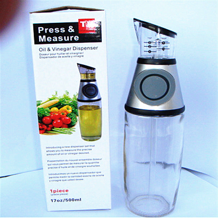 Factory wholesale measurable health push-type oil bottle vinegar bottle kitchenware oil control pot leak-proof glass soy sauce bottle