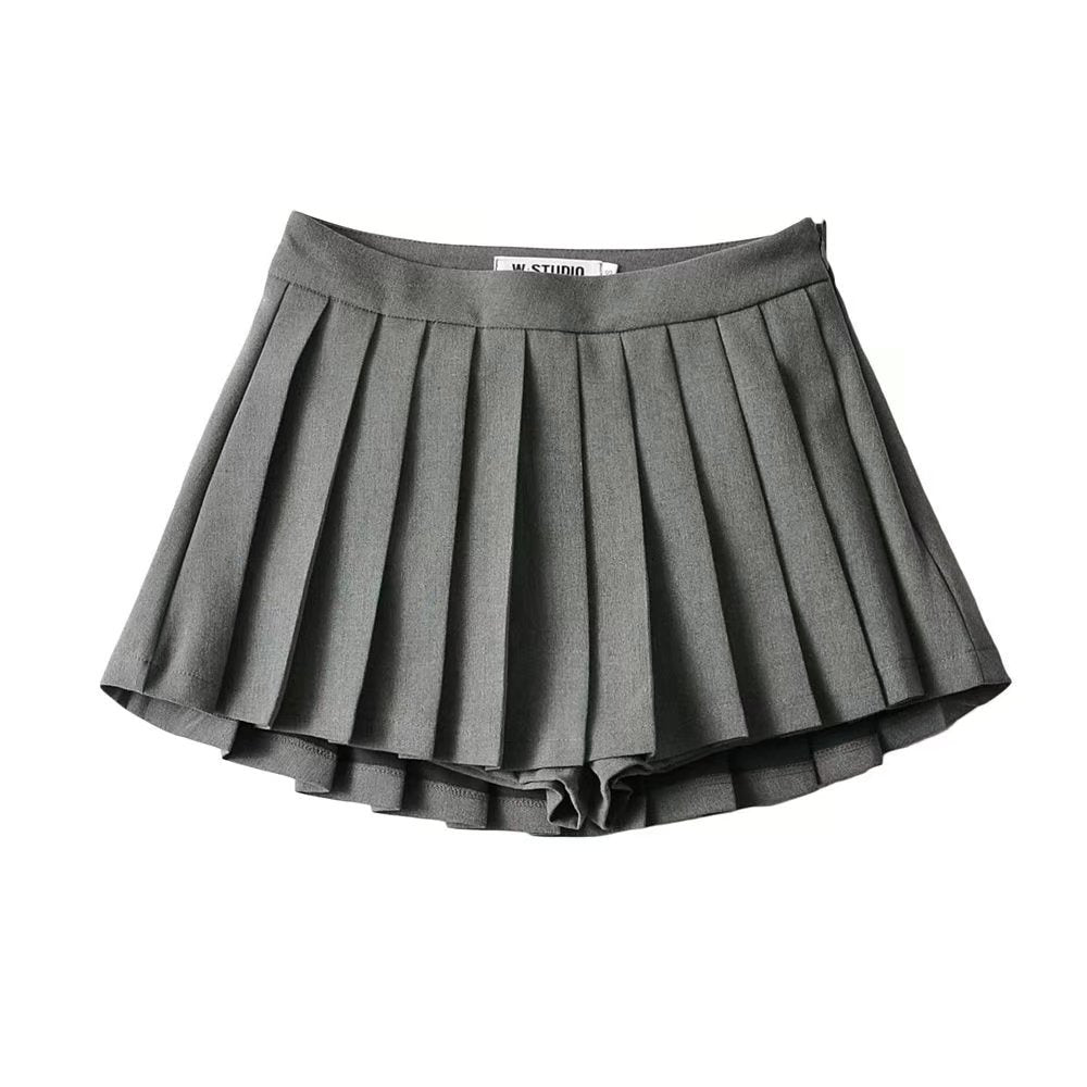 YPFF's new European and American style high-waisted front short back long anti-glare A-line pleated short skirt with lined umbrella skirt tennis skirt