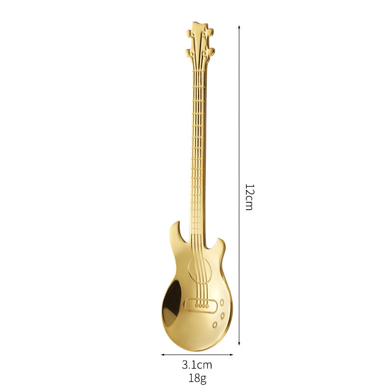 7spoons set stainless steel coffee spoon creative guitar spoon household mug spoon dessert stirring spoon souvenir tableware