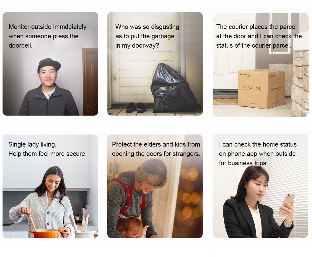 Video doorbell camera home monitoring smart doorbell intercom electronic cat's eye wireless wifi mobile phone remote