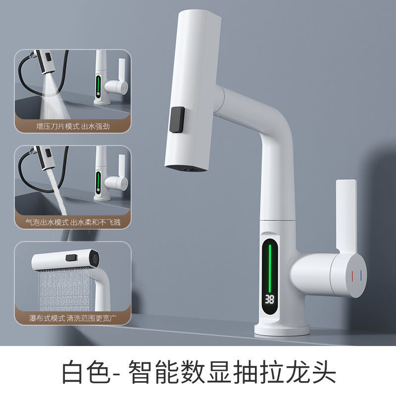 Raindance intelligent color-changing digital display kitchen faucet pull lift rotating basin faucet bathroom waterfall faucet