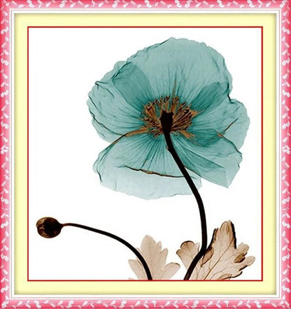 Batch wholesale a generation of flowers warm home happy promise blue poppies small cross stitch bedroom