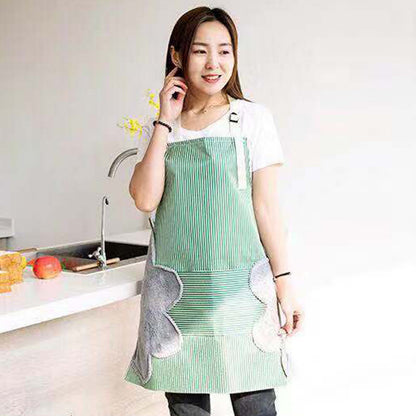 Factory direct creative waterproof antifouling wipes apron Japanese style striped striped sleeveless adjustable halter apron