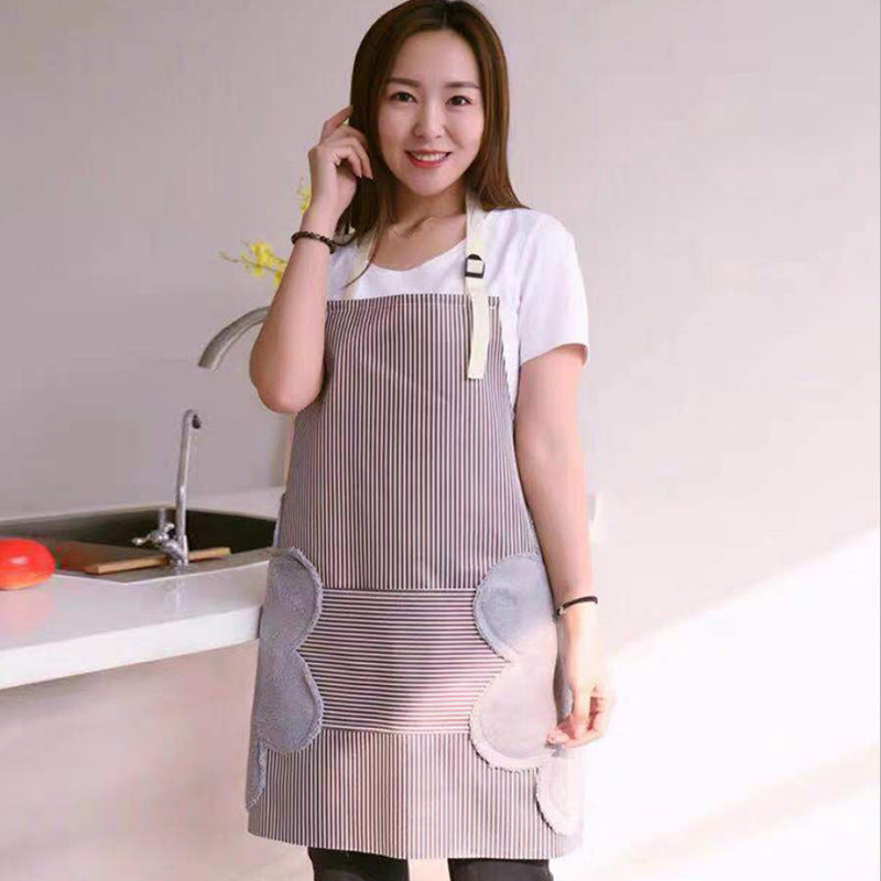 Factory direct creative waterproof antifouling wipes apron Japanese style striped striped sleeveless adjustable halter apron