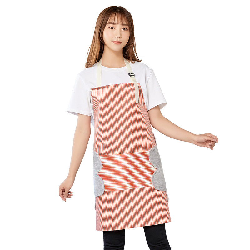 Factory direct creative waterproof antifouling wipes apron Japanese style striped striped sleeveless adjustable halter apron