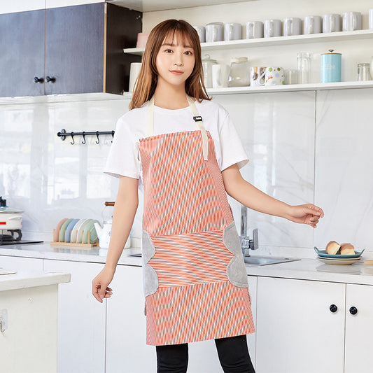 Factory direct creative waterproof antifouling wipes apron Japanese style striped striped sleeveless adjustable halter apron