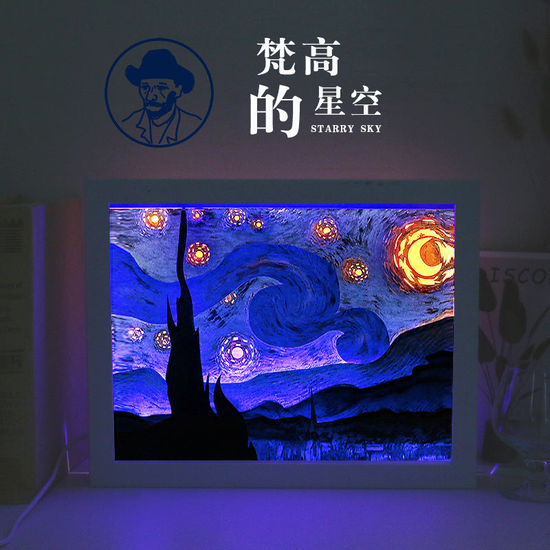 New idea night light creative gift star sky silhouette light festive atmosphere with sleeping light friend gift 3D light and shadow paper carving light