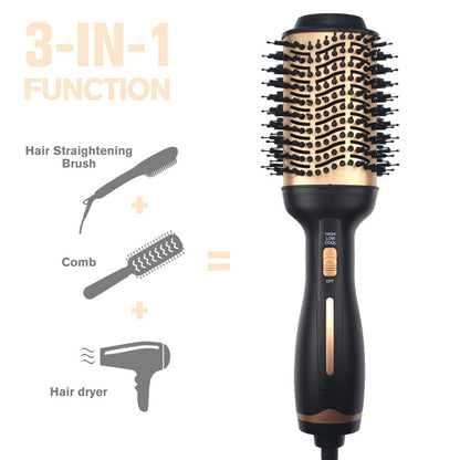 Hot Air Comb Golden New Multi-function Hair Comb Roll Straight Dual-use Straight Hair Comb 2 in 1 Amazon New Products Factory