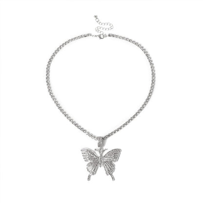 Yi Chen European and American butterfly necklace temperament single-layer claw chain diamond jewelry simple and wild inlaid with rhinestone cross-border jewelry