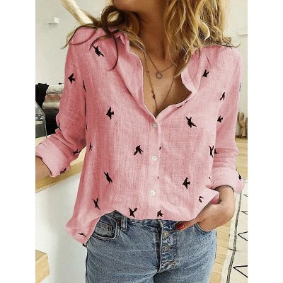 2024spring and autumn Amazon ebay Europe and the United States solid color casual loose long-sleeved linen shirt in stock