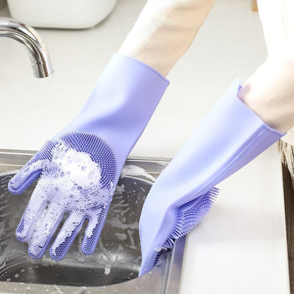 Silicone gloves vibrato washing dishes silicone cleaning gloves heat insulation magic kitchen multi-purpose cleaning gloves