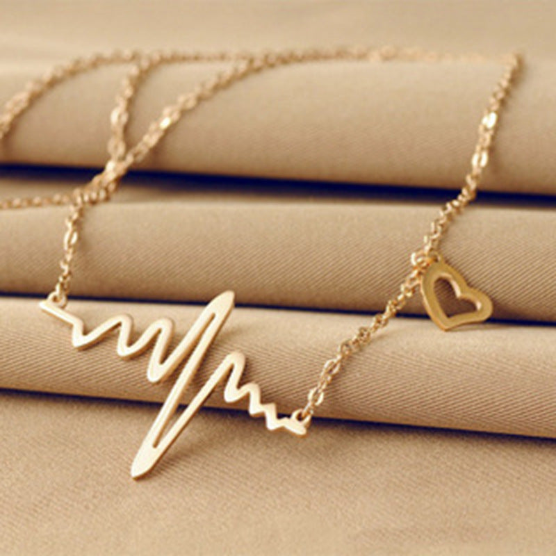 Korea Korean Fashion Jewelry New Simple Popular EKG Necklace Clavicle Chain Sweater Chain Wholesale