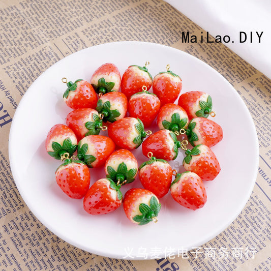 Resin simulation strawberry earrings jewelry accessories keychain pendant diy handmade materials factory direct sales