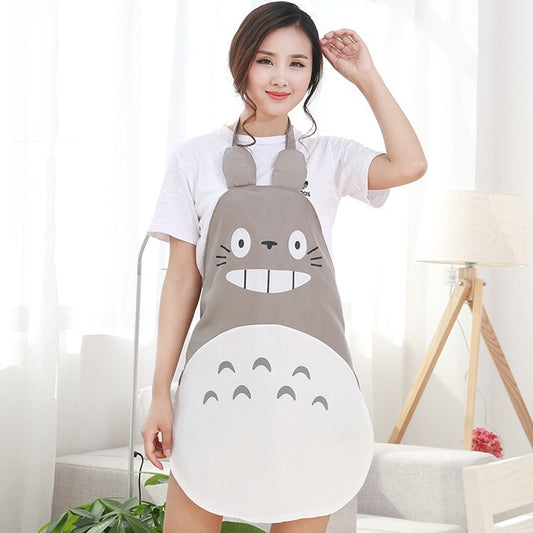 Korean fashion Totoro apron waterproof and oil-proof kitchen cartoon apron sleeves bib housekeeping work clothes bib