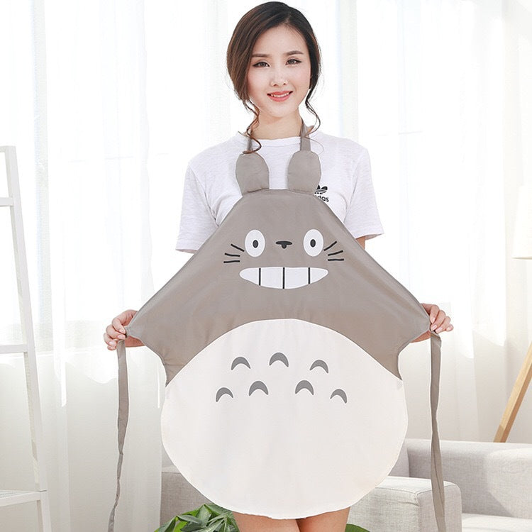 Korean fashion Totoro apron waterproof and oil-proof kitchen cartoon apron sleeves bib housekeeping work clothes bib