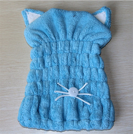 Korean version cat ears hair drying cap shower cap super absorbent quick-drying towel coral fleece microfiber hair drying cap