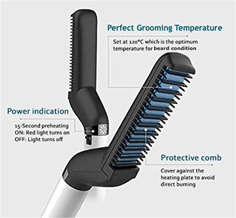 Styling Beard Straightener Comb Multifunctional Hair Curler Straightening Permed Clip Comb Styler Electric Hair Tool for Men