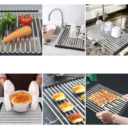 Kitchen sink silicone collapsible drain rack Drying Rack Multi-Use Kitchen cross-border