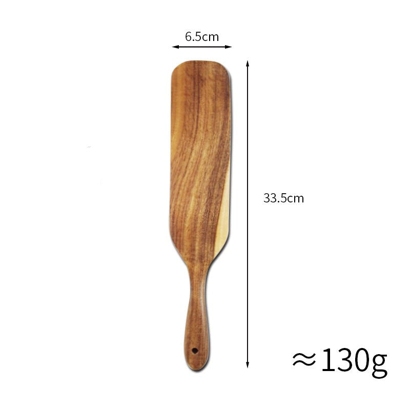 @小木仙Acacia wood long-handled spatula mixing cooking spatula cross-border teak kitchenware set 5-piece wooden spatula