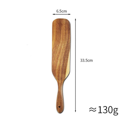 @小木仙Acacia wood long-handled spatula mixing cooking spatula cross-border teak kitchenware set 5-piece wooden spatula