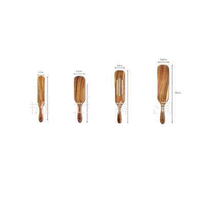 @小木仙Acacia wood long-handled spatula mixing cooking spatula cross-border teak kitchenware set 5-piece wooden spatula