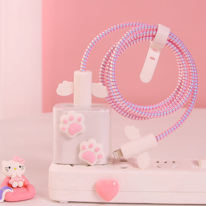 Girl's heart is suitable for Apple data cable protective cover ~ 20w mobile phone 11 charger head iphone13 shell ipad12