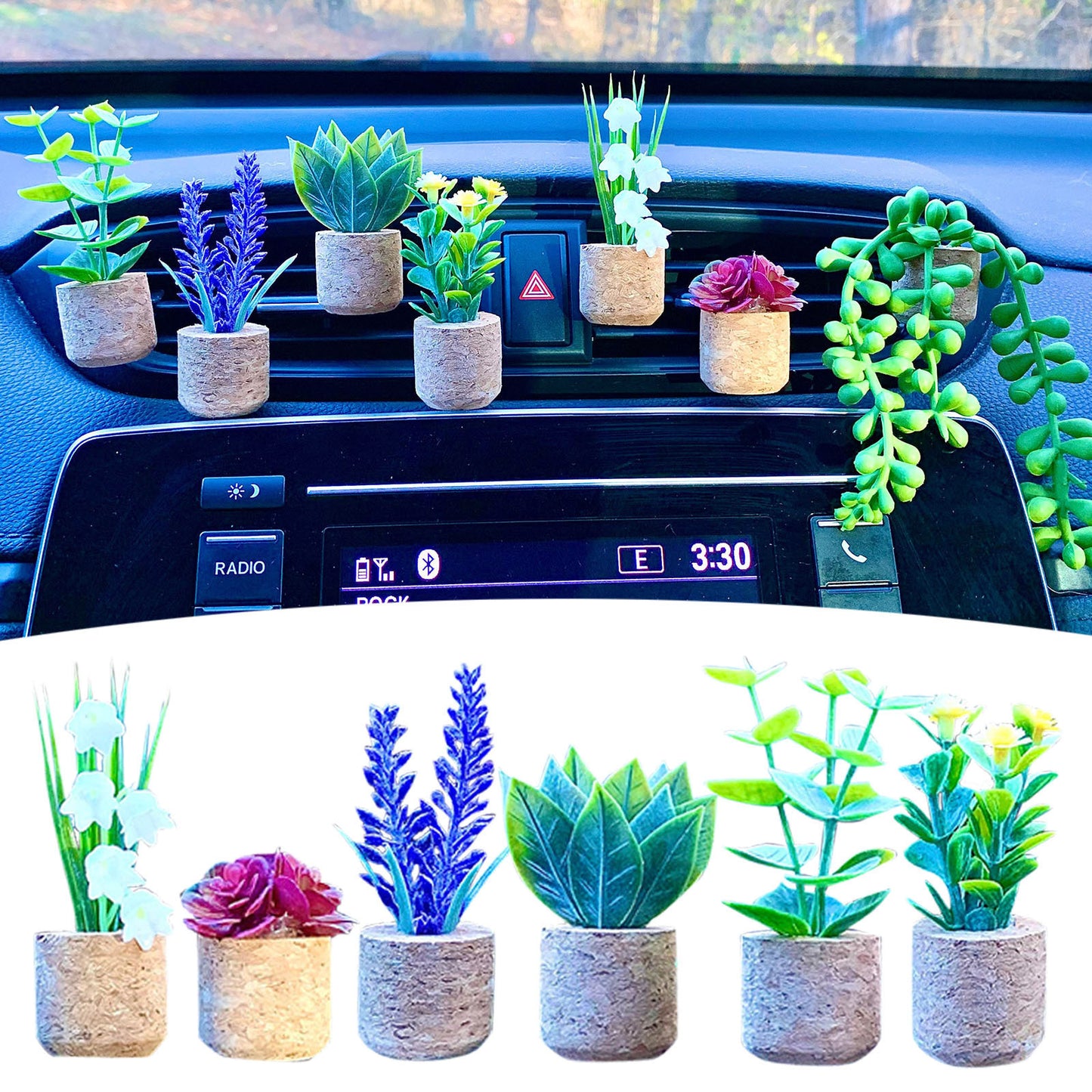 Creative succulent cactus potted car air-conditioning outlet aromatherapy clip car aromatherapy cotton car interior decoration