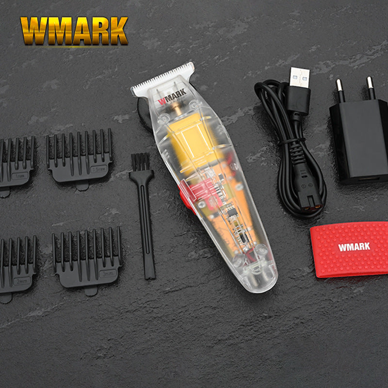 WMARK transparent hair clipper clipper oil head electric clipper hair clipper hot selling rechargeable hair salon cross-border NG-202