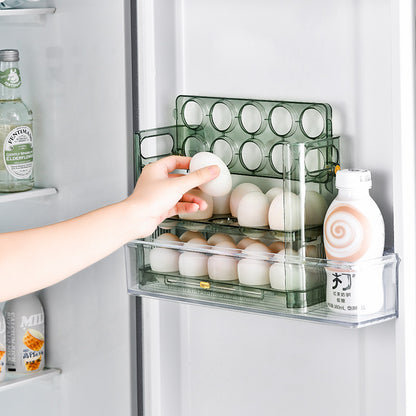 Egg storage box kitchen freshness finishing egg box storage artifact refrigerator side door egg tray flip egg rack