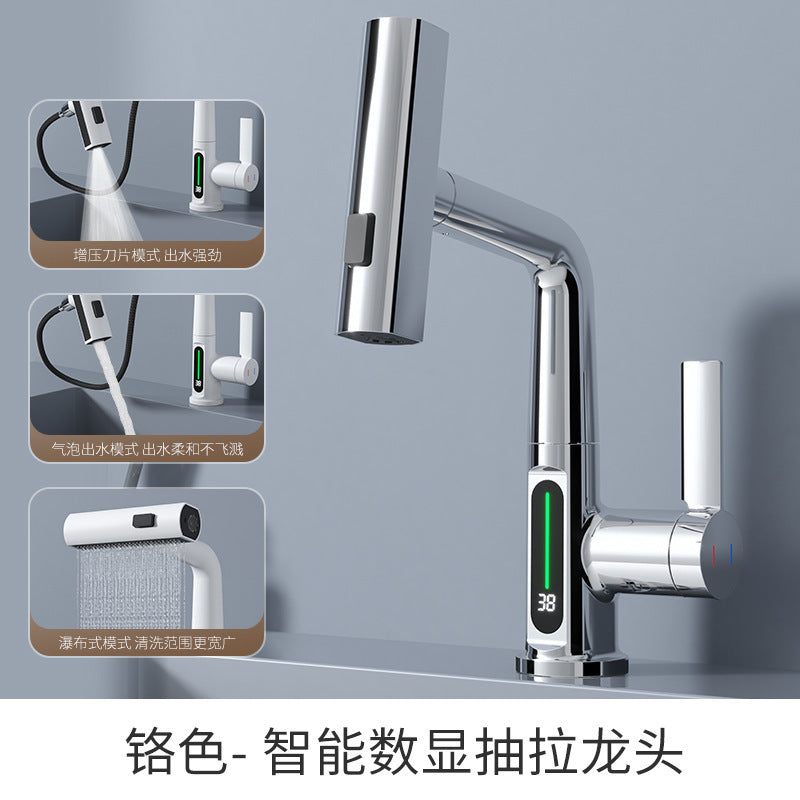 Raindance intelligent color-changing digital display kitchen faucet pull lift rotating basin faucet bathroom waterfall faucet