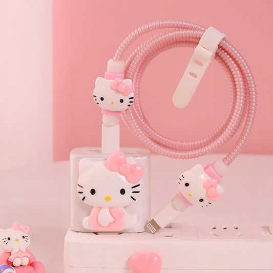 Girl's heart is suitable for Apple data cable protective cover ~ 20w mobile phone 11 charger head iphone13 shell ipad12