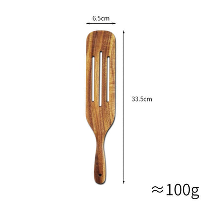 @小木仙Acacia wood long-handled spatula mixing cooking spatula cross-border teak kitchenware set 5-piece wooden spatula