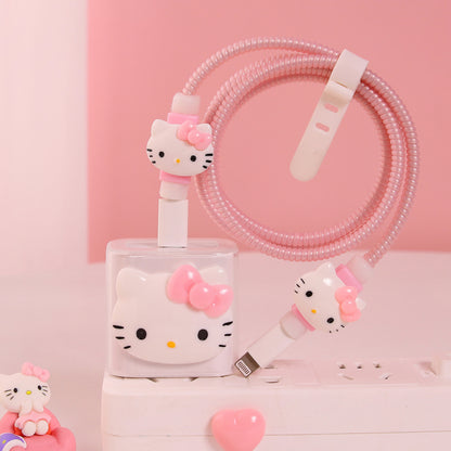 Girl's heart is suitable for Apple data cable protective cover ~ 20w mobile phone 11 charger head iphone13 shell ipad12