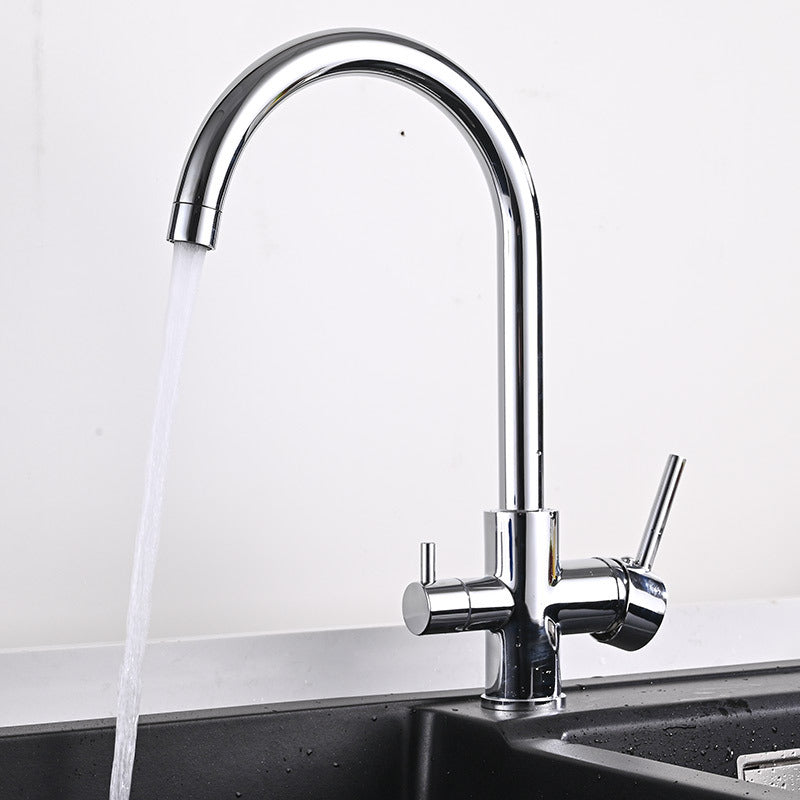 Super hot selling water purifier dual control faucet three-in-one rotating kitchen sink hot and cold all-copper washbasin faucet