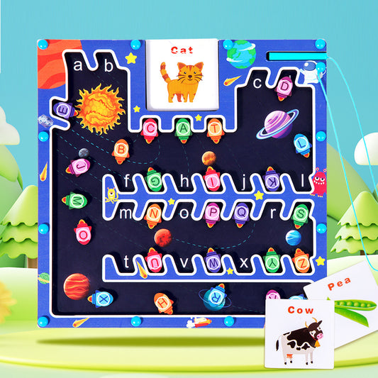 Cross-border children's magnetic letter matching walking parking maze letter recognition magnetic pen early education educational toys