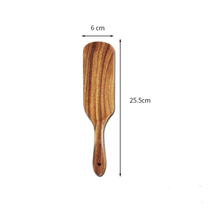 @小木仙Acacia wood long-handled spatula mixing cooking spatula cross-border teak kitchenware set 5-piece wooden spatula