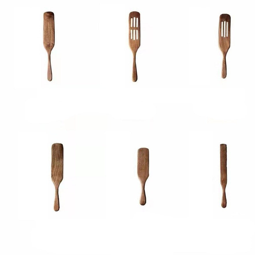 @小木仙Acacia wood long-handled spatula mixing cooking spatula cross-border teak kitchenware set 5-piece wooden spatula