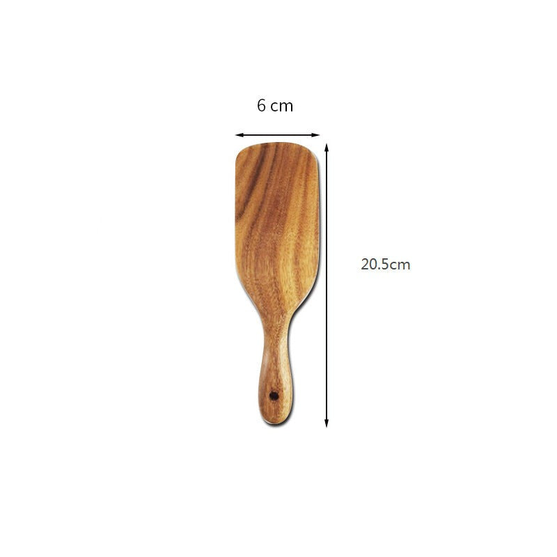 @小木仙Acacia wood long-handled spatula mixing cooking spatula cross-border teak kitchenware set 5-piece wooden spatula