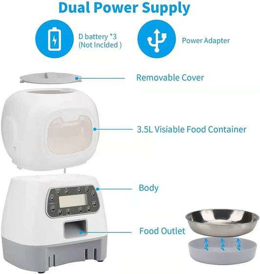 3.5L elf pet feeder automatic feeder fixed point feeder manual feeding