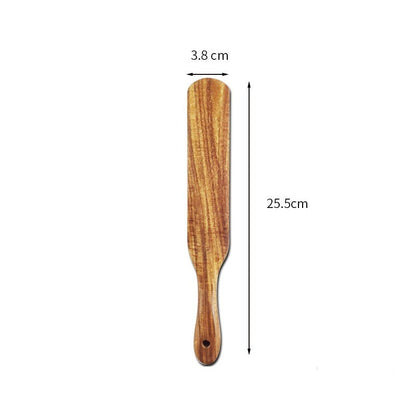 @小木仙Acacia wood long-handled spatula mixing cooking spatula cross-border teak kitchenware set 5-piece wooden spatula