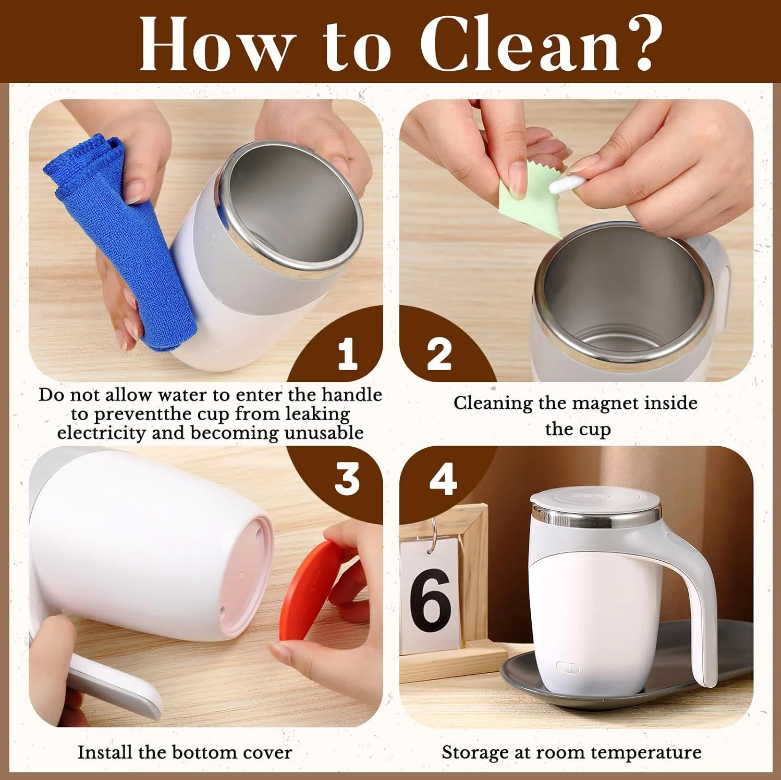 Self Stirring Coffee Cup How to Clean